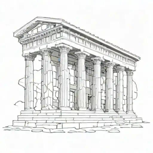 Greek mythology ancient building view tattoo design idea