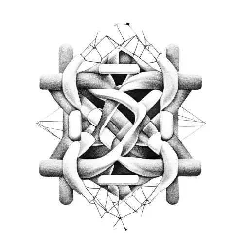 DNA double helix merging with futuristic technology tattoo design idea