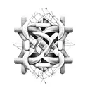 DNA double helix merging with futuristic technology tattoo design idea