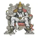 person crouching on throne  tattoo design idea