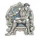 person crouching on throne  tattoo design idea