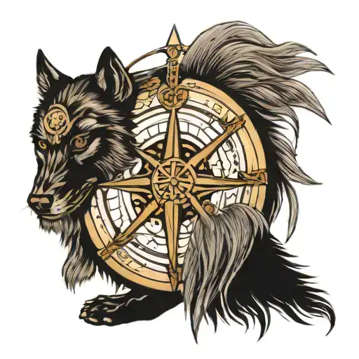 Viking compass , three cross ,warrior helmet, wolf ,2001 tattoo design idea