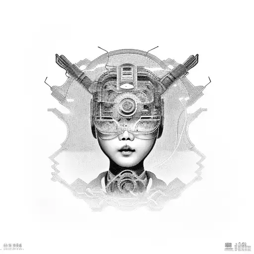 A portrait of 艾德麗安 with a subtle electrical circuitry pattern incorporated into the background tattoo design idea