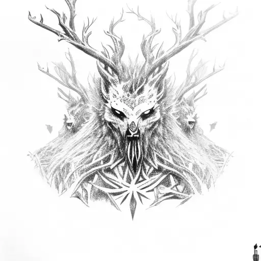 The leshen with crows from the Witcher sleeve tattoo design idea