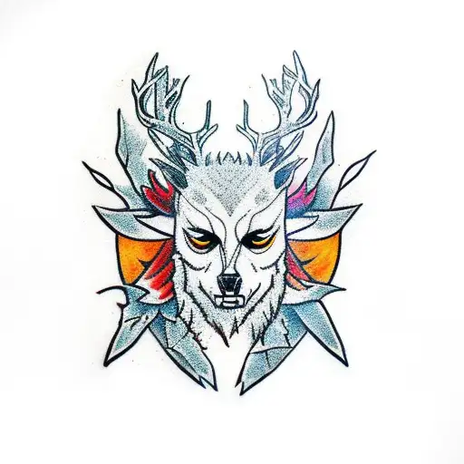 The leshen with crows from the Witcher sleeve tattoo design idea