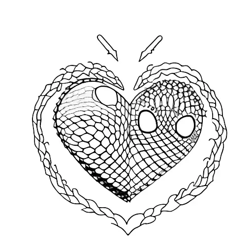 A minimalist tattoo showcasing a heart-shaped reptile scale pattern, symbolizing the client's love for reptiles. tattoo design idea