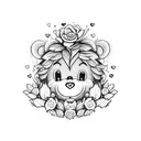 care bear with flowers tattoo design idea
