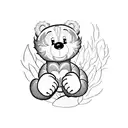 care bear with flowers tattoo design idea
