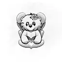 care bear with flowers tattoo design idea