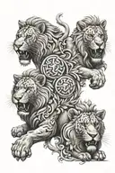 three lions leg sleeve tattoo tattoo design idea