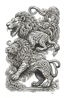 three lions leg sleeve tattoo tattoo design idea