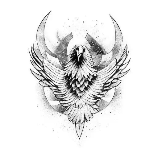 A fierce eagle soaring above a rugged mountain range tattoo design idea