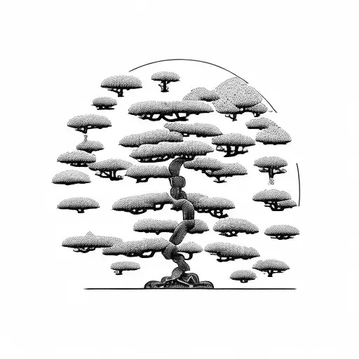 make a bonsai tree draw built with very architectural lines  tattoo design idea