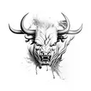 An enraged bull merging with a tornado, symbolizing the intensity of emotions tattoo design idea
