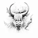 An enraged bull merging with a tornado, symbolizing the intensity of emotions tattoo design idea