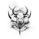 An enraged bull merging with a tornado, symbolizing the intensity of emotions tattoo design idea