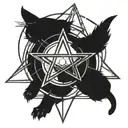 pentagram with a cat tattoo design idea