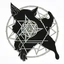 pentagram with a cat tattoo design idea