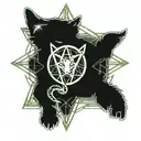 pentagram with a cat tattoo design idea