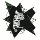 pentagram with a cat tattoo design idea