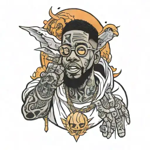 kid cudi ghost tattoo design idea