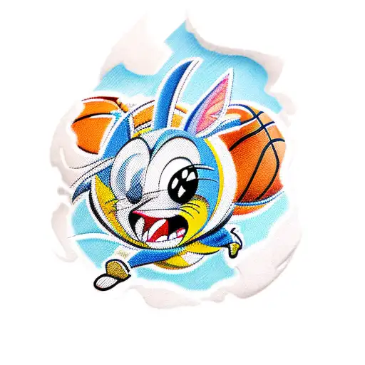 a tattoo of the Looney Tunes characters dressed in basketball jerseys and holding sneakers tattoo design idea