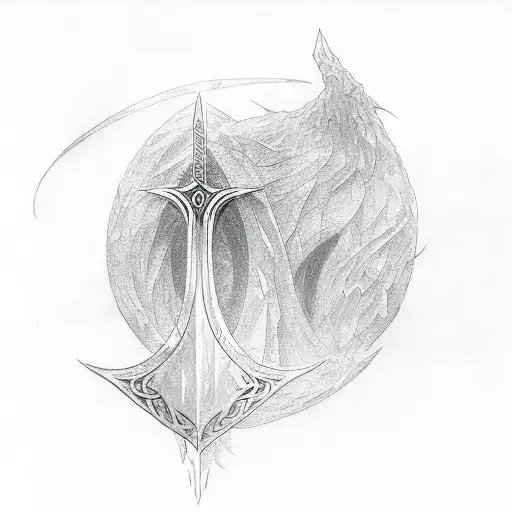 Tolkien logo as Hilt of isildur's sword tattoo design idea