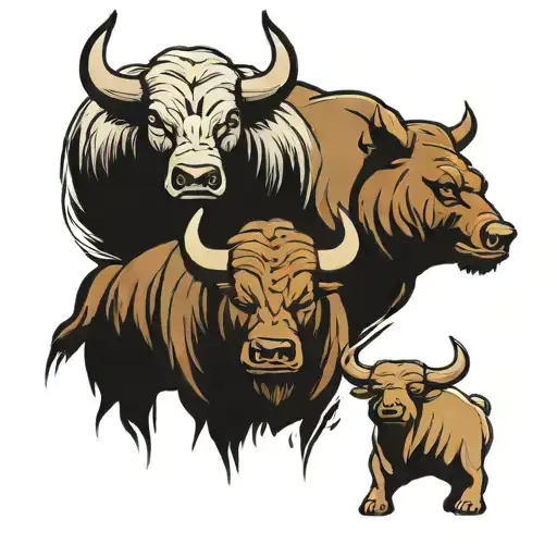 bull vs bear tattoo design idea