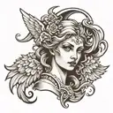 angel head tattoo design idea
