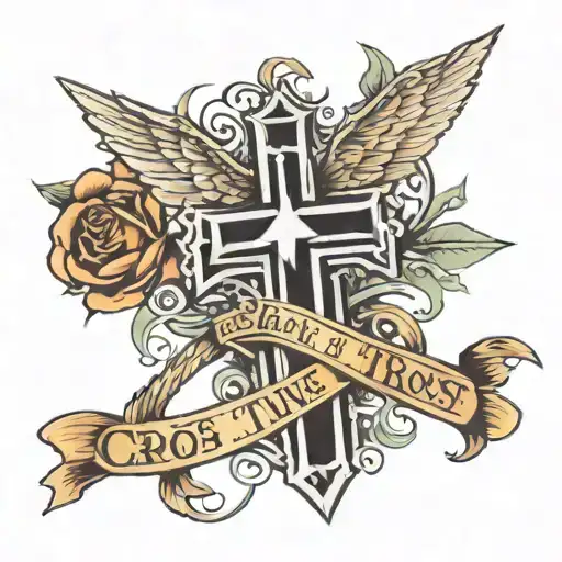 cross tattoo words In God We Trust   tattoo design idea