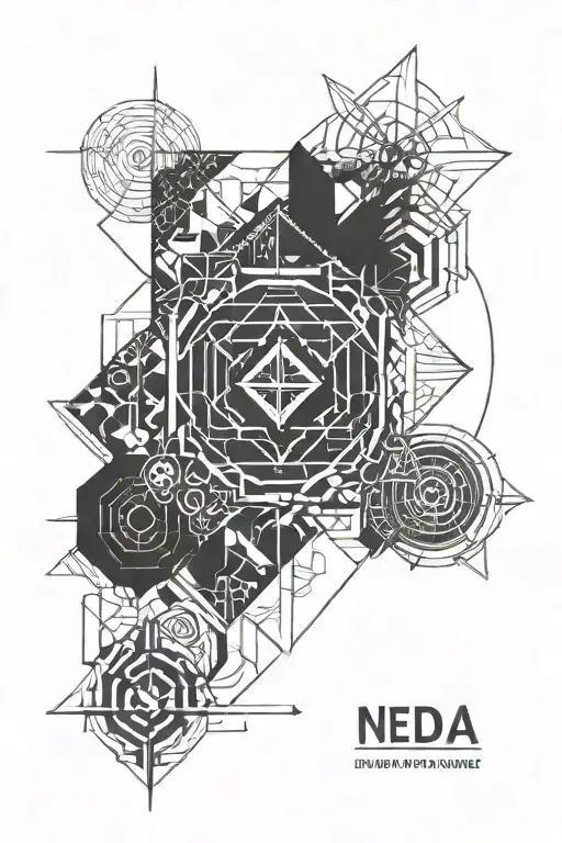 NEDA symbol with elements tattoo design idea