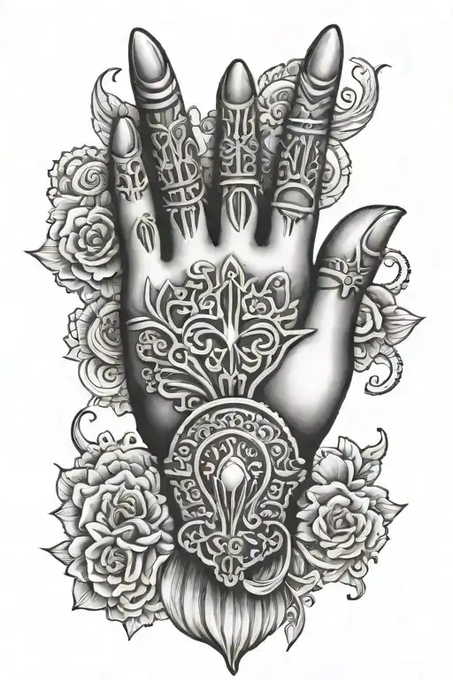 Hand of Fatima hand tattoo design idea