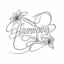Harmony name written tattoo design idea