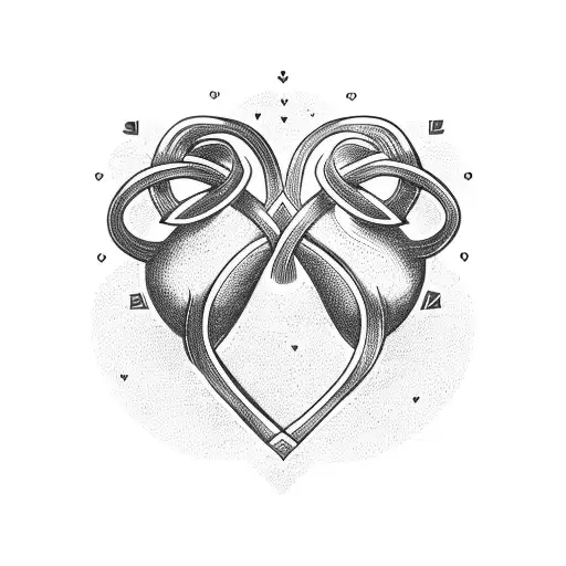 Playful design of two intertwined titties forming a heart shape tattoo design idea
