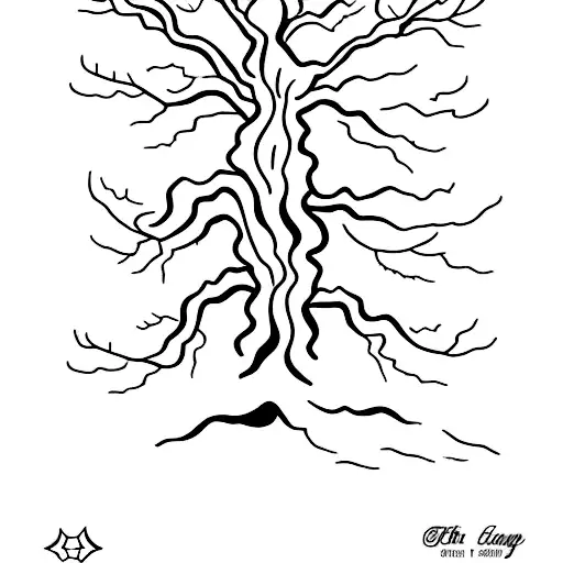 A minimalist tattoo of a tree, with each branch symbolizing the growth and strength of your daughters. tattoo design idea