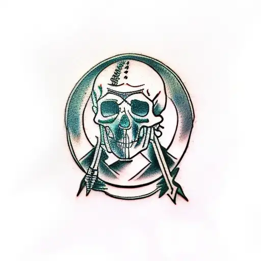 crow with the skull tattoo design idea