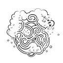 A minimalist design of a rain cloud shaped like a guitar, blending the client's interests in Guns N' Roses and November Rain. tattoo design idea