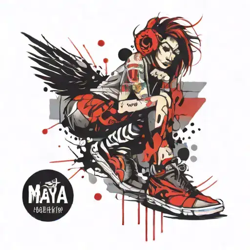 Maya, solid, small details, full leg tattoo design idea