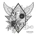 A tattoo design that combines elements of interior design and fashion editorials, creating a unique and stylish piece tattoo design idea