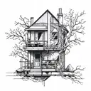 A tattoo design that combines elements of interior design and fashion editorials, creating a unique and stylish piece tattoo design idea