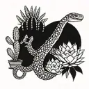 rattle snake surrounded bt cacti tattoo design idea