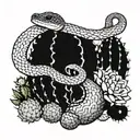 rattle snake surrounded bt cacti tattoo design idea