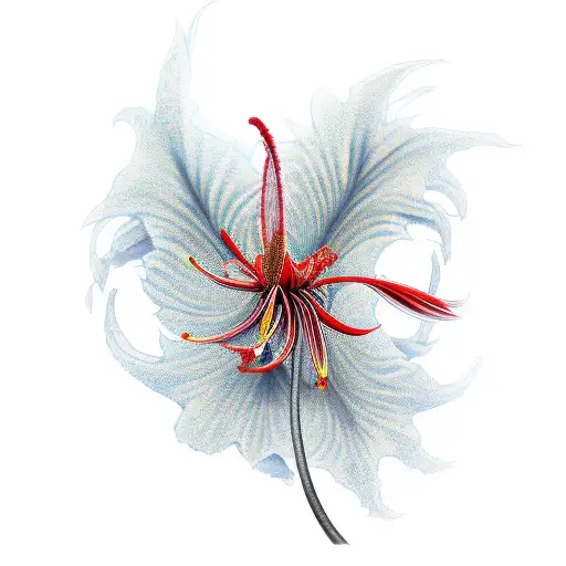 dragon with red spider lily tattoo design idea