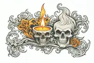 candle burning with smoke ghost tattoo design idea