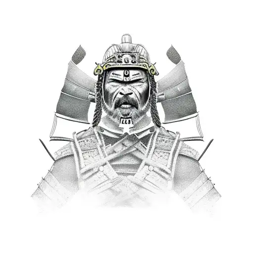 samurai viking face tattoo design idea