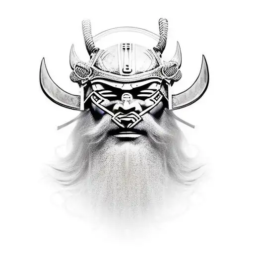 ronin mask viking face tattoo design idea