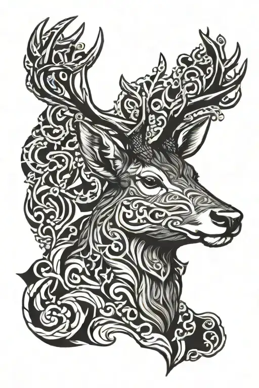 Stag head tattoo design idea
