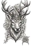 Stag head surrounded tattoo design idea