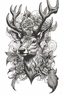 Stag head surrounded tattoo design idea