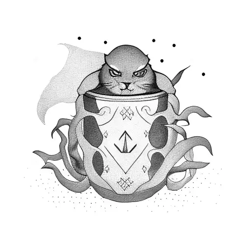 A group of animals from different movies gathered around a cauldron tattoo design idea